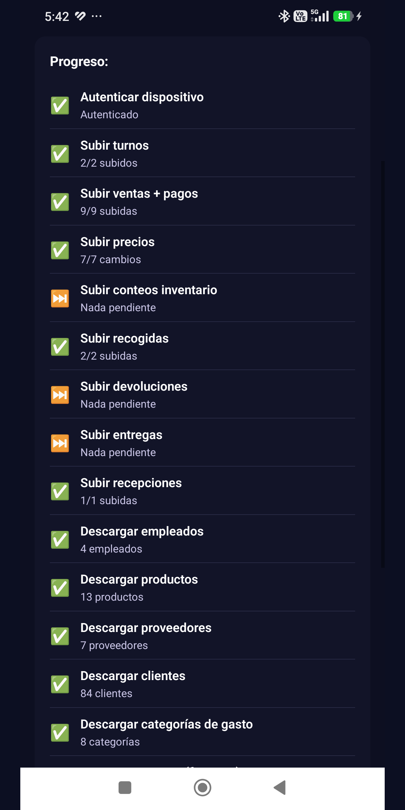 Sincronización completa de ventas